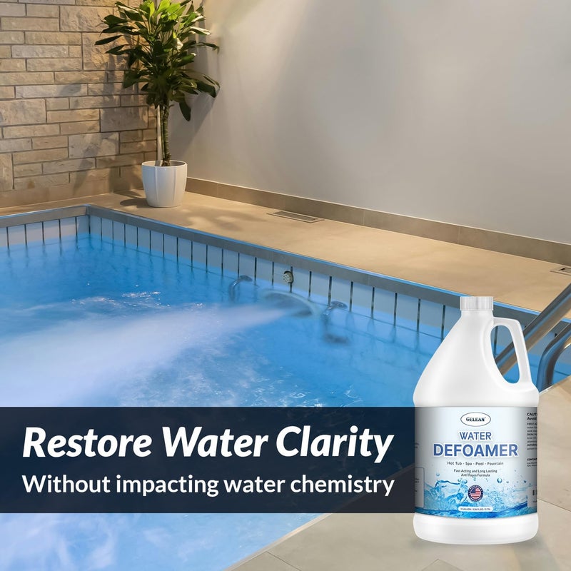 GELEAN Hot Tub Defoamer - Pool, Fountain, Spa Anti Foam Defoamer -128oz- Eco Friendly & Safe Water Anti Foam - Quickly Removes & Prevents Foam - Silicone Emulsion HotTub Chemicals Made in USA, - Image 3
